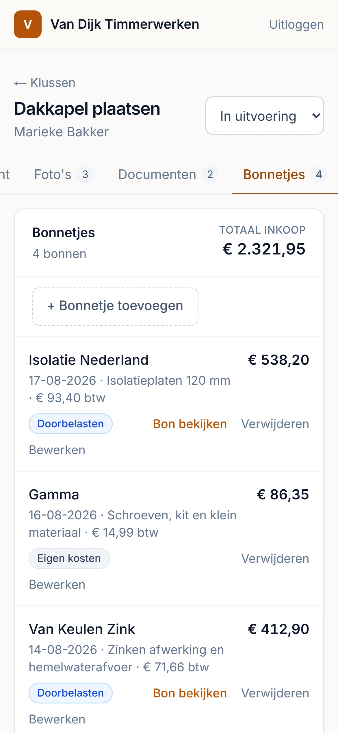 Een bonnetje vastleggen op een telefoon